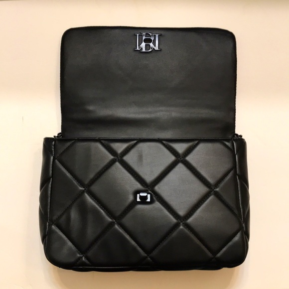 BADGLEY MISCHKA Large Diamond Quilted Crossbody Matte Studded  Letter Lock Bag - Picture 7 of 10
